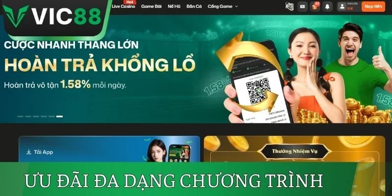 Khuyến mãi VIC88 với đa dạng các chương trình